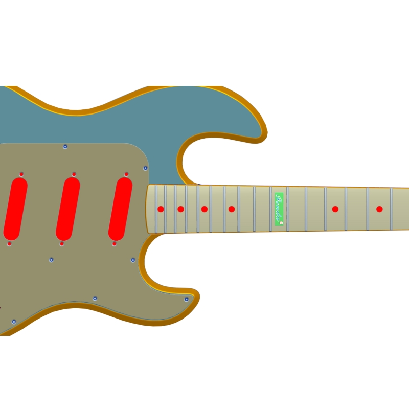 What are the specific effects of the design details of electric guitar equipment on its sound characteristics?